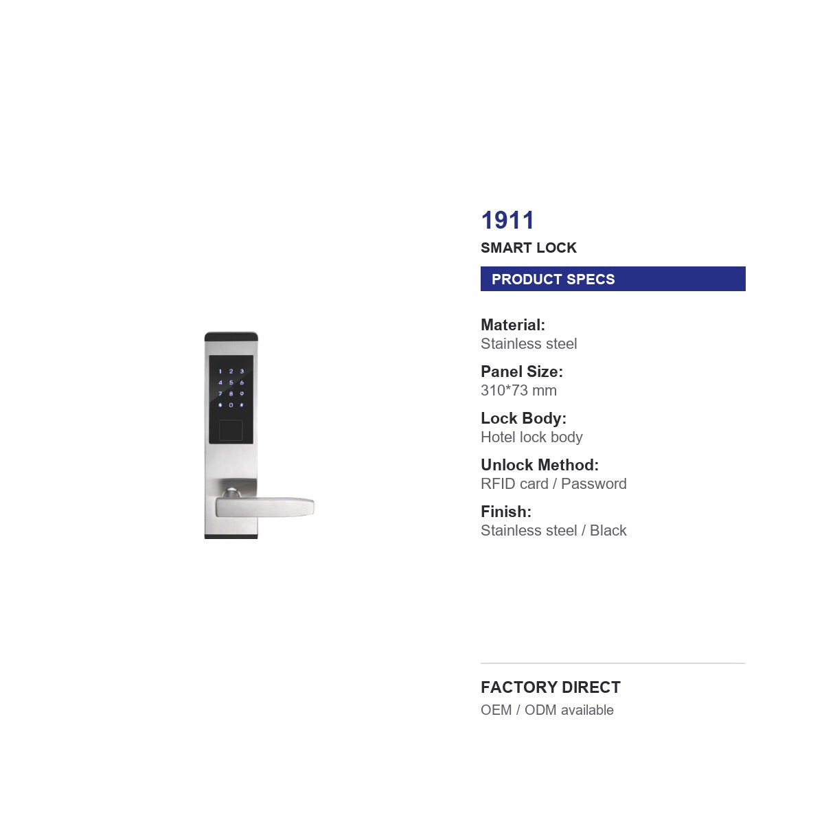 1911 RFID Hotel Door Lock