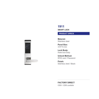 1911 RFID hotel door lock product specifications