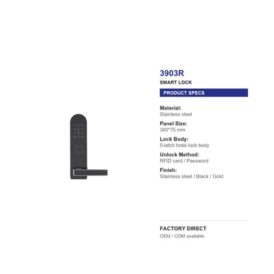 3903 reversible RFID hotel door lock product specifications