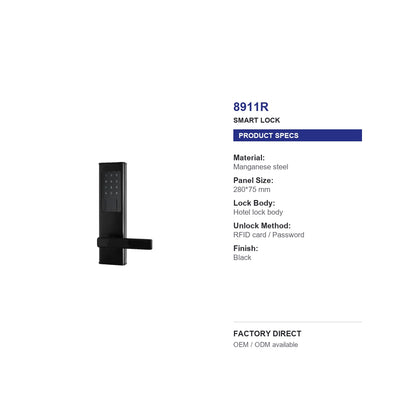 8911 reversible RFID hotel door lock product specifications