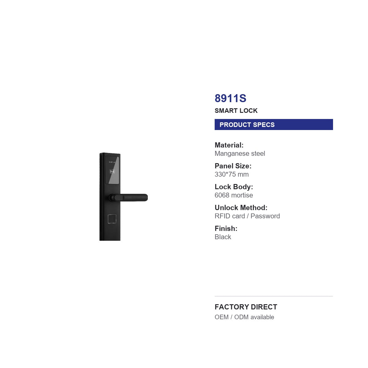 8911 security smart door lock product specifications