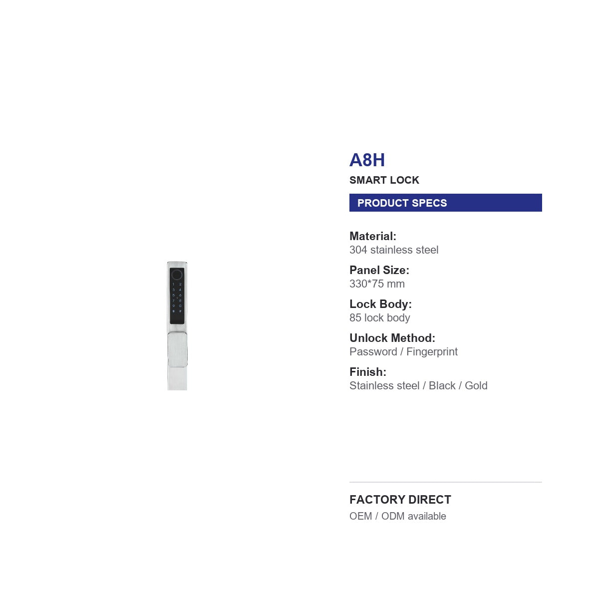 A8 broken bridge aluminum straight handle lock product specifications