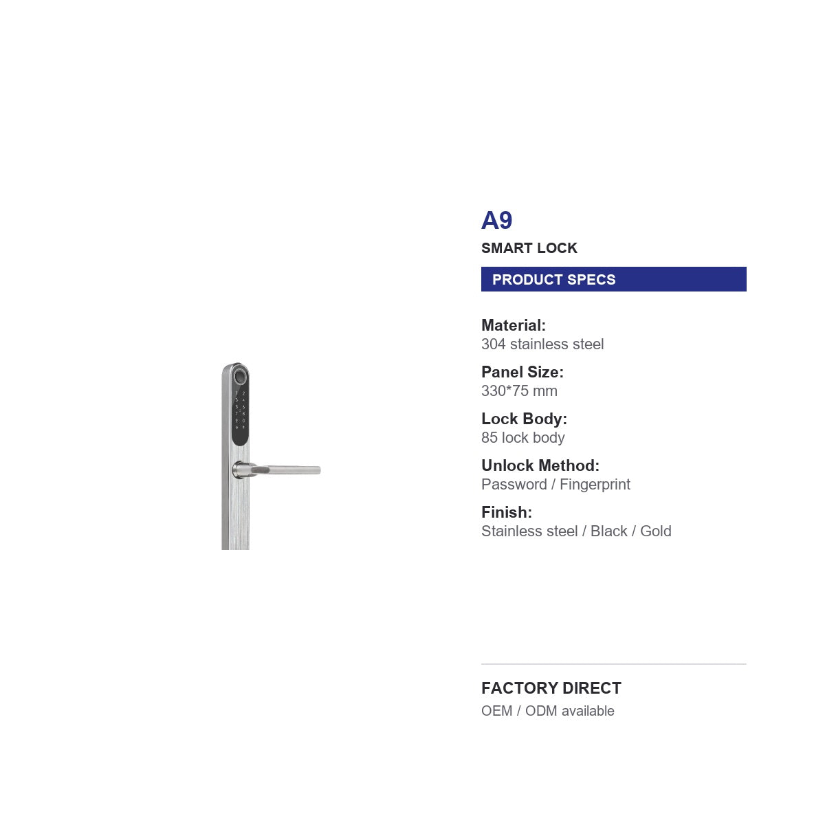 A9 broken bridge aluminum door lock product specifications