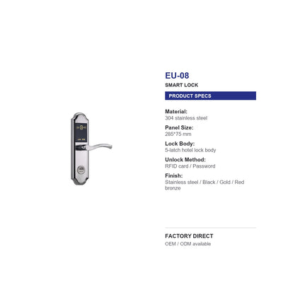 EU-08 European RFID hotel door lock product specifications