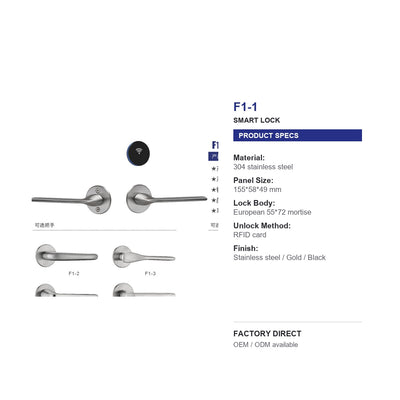F1-1 ultra thin RFID hotel door lock product specifications