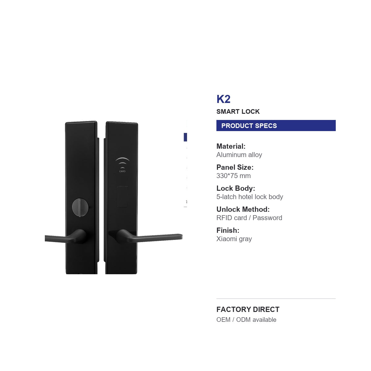 K2 RFID hotel door lock product specifications