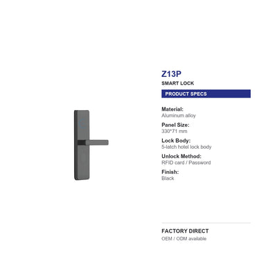 Z13P RFID hotel door lock product specifications
